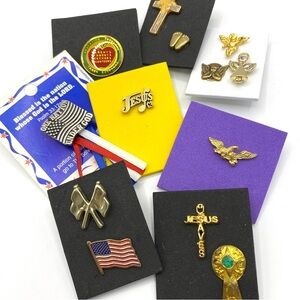 Hat Pins Tie Tacs Lot Patriotic Flags Christian